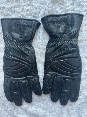 OLYMPIA motorcycles Men's Black Leather Riding Gloves
